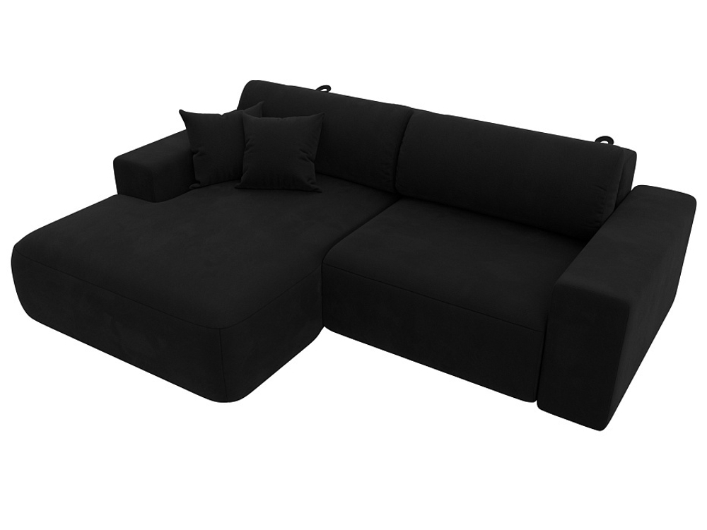 Диван угловой Лига-036 НПБ Классик левый угол МИКРОВЕЛЬВЕТ Черный