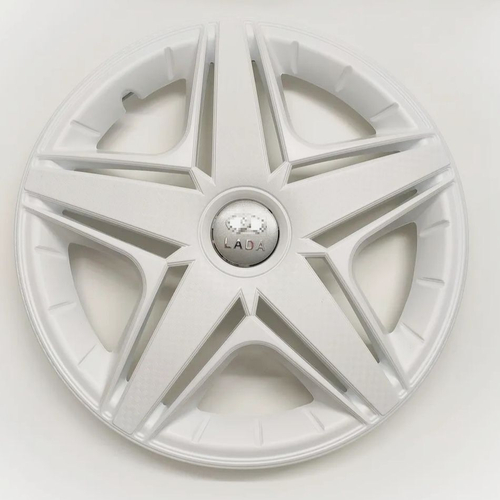 Колпаки на колеса с эмблемой Lada R14 белые 4 шт