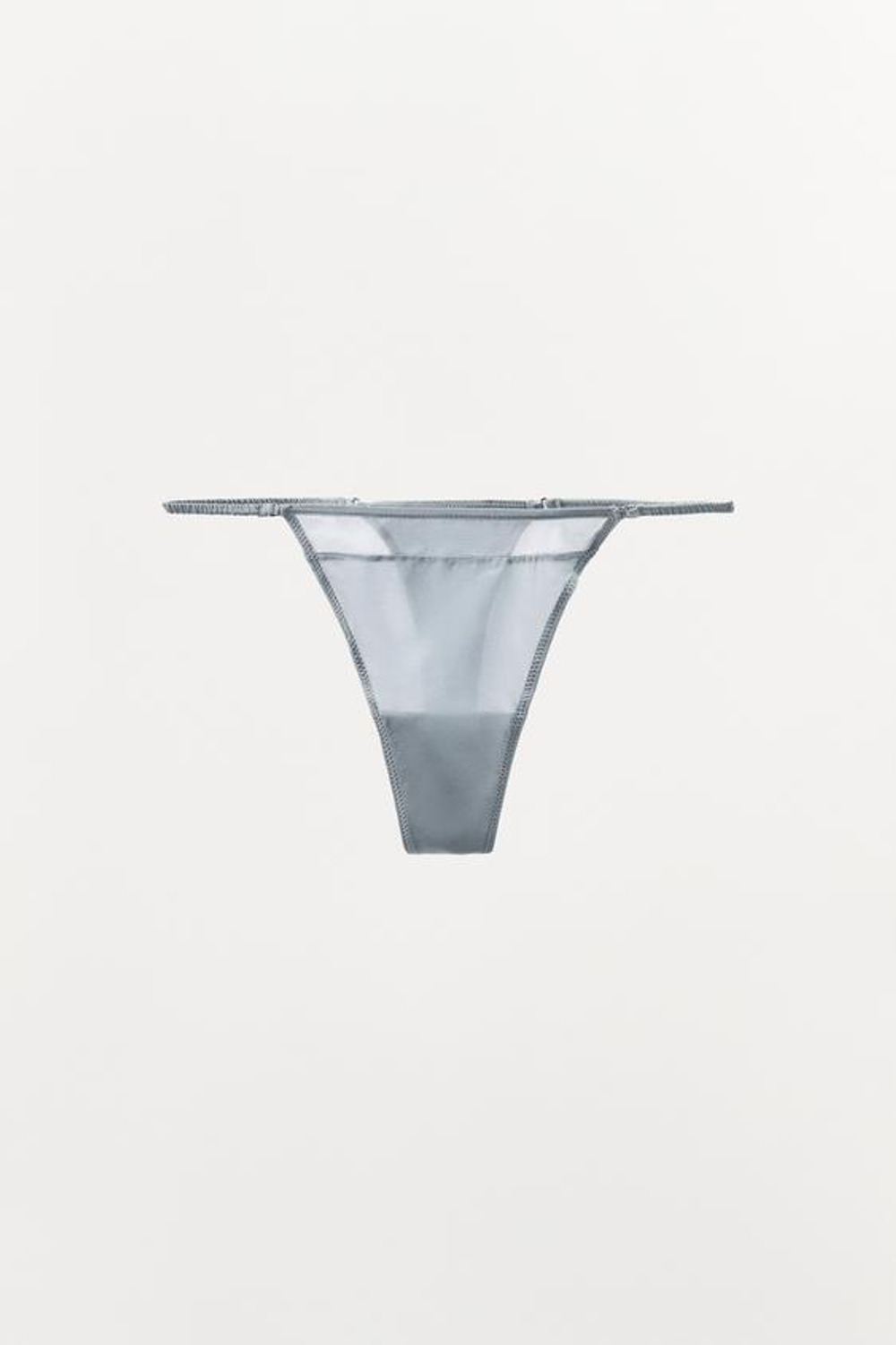 ZARA ШЕЛКОВЫЕ ТРУСЫ-ТАНГА, ГОЛУБОЙ