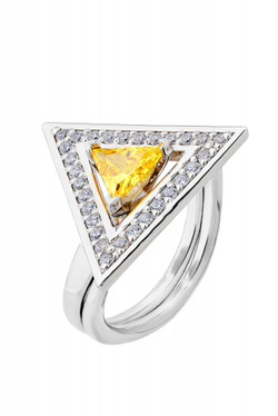 Кольцо сборное из серебра со вставками из жёлтого и бесцветных фианитов