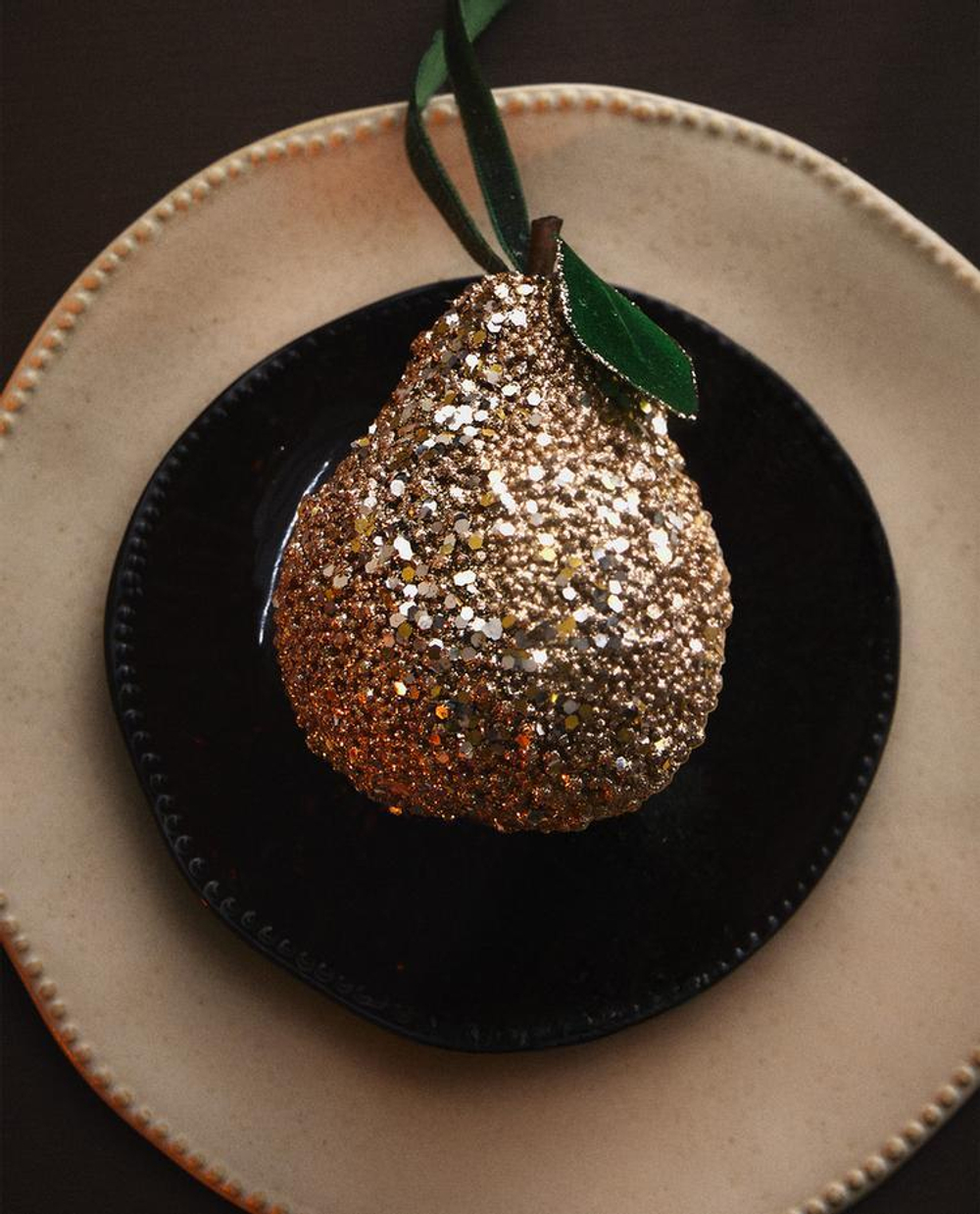 ZARA HOME ЕЛОЧНОЕ УКРАШЕНИЕ «ГРУША» С БЛЕСТКАМИ, ЗОЛОТИСТЫЙ