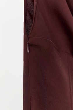 ZARA АТЛАСНОЕ ПЛАТЬЕ СО СБОРКАМИ, БОРДОВЫЙ/ЭКРЮ