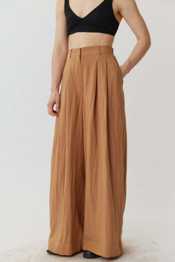Длинные кюлоты из карамельного льна