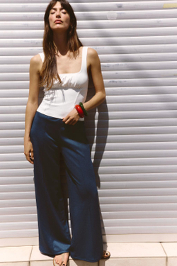 ZARA ТОП С ФЕСТОНАМИ, БЕЛЫЙ