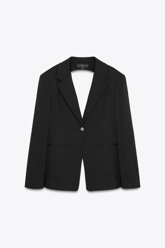 ZARA БЛЕЙЗЕР С ВЫРЕЗОМ СЗАДИ, ЧЕРНЫЙ
