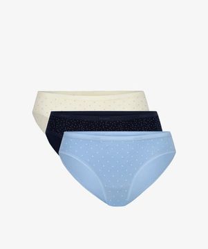 Женские трусы спорт (3шт) Atlantic 3LP-200,экрю + темно-синий + голубой