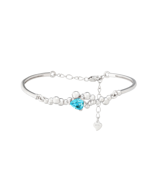 Браслет из серебра со вставкой из фианитов цвета параиба