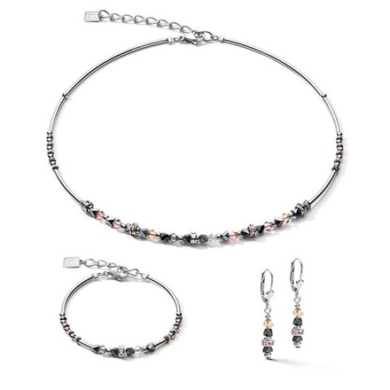 Серьги Coeur de Lion Peach Rose 5082/20-0227 цвет серый, розовый