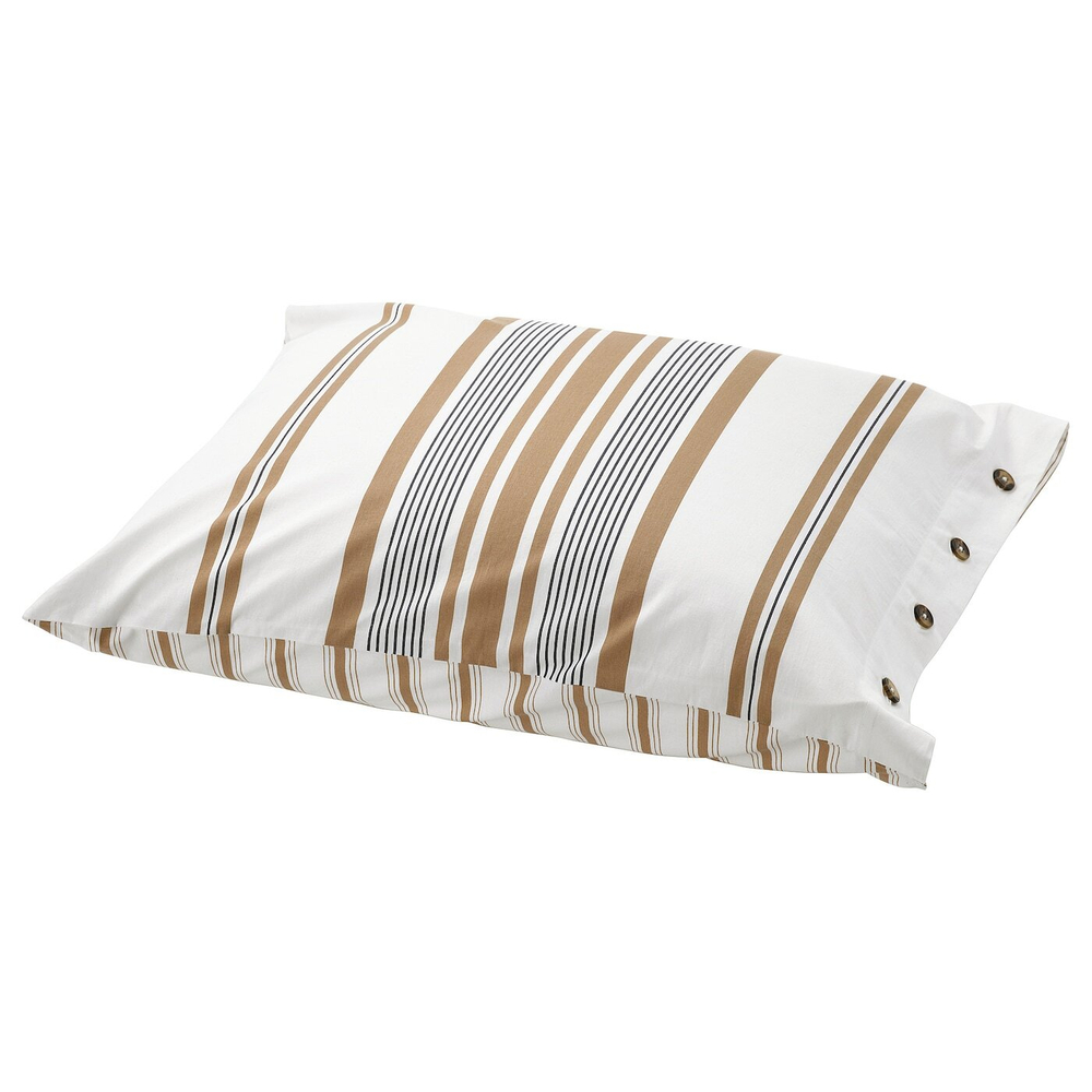 IKEA LAPPDUNÖRT  (ИКЕА ЛАППДУНÖРТ)  -  Наволочка, белый/коричневый/полосатый, 50x60 см