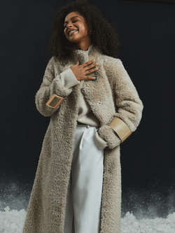 Шуба женская чебурашка тедди, бежевая, SilverFox