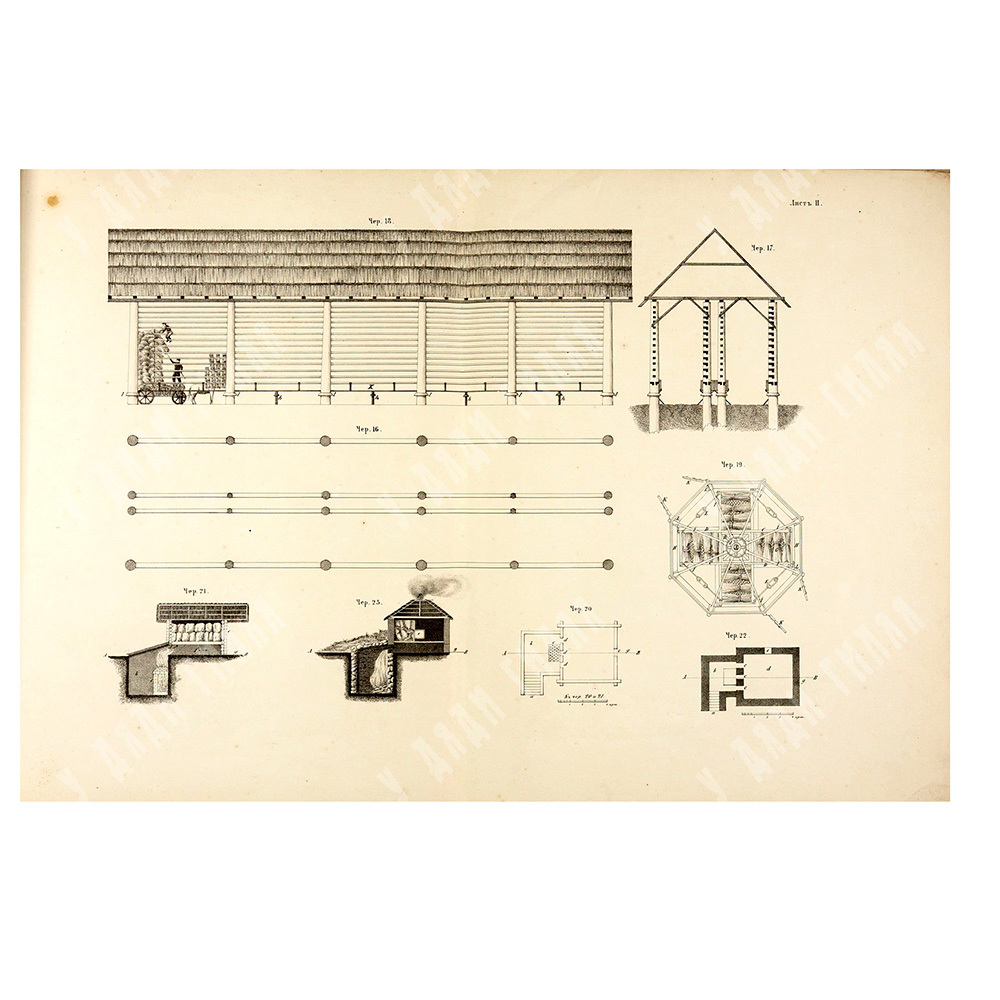 Атлас проектов и чертежей к руководству по сушке и хранению хлеба / сост. Илья Чернопятов, 1867.
