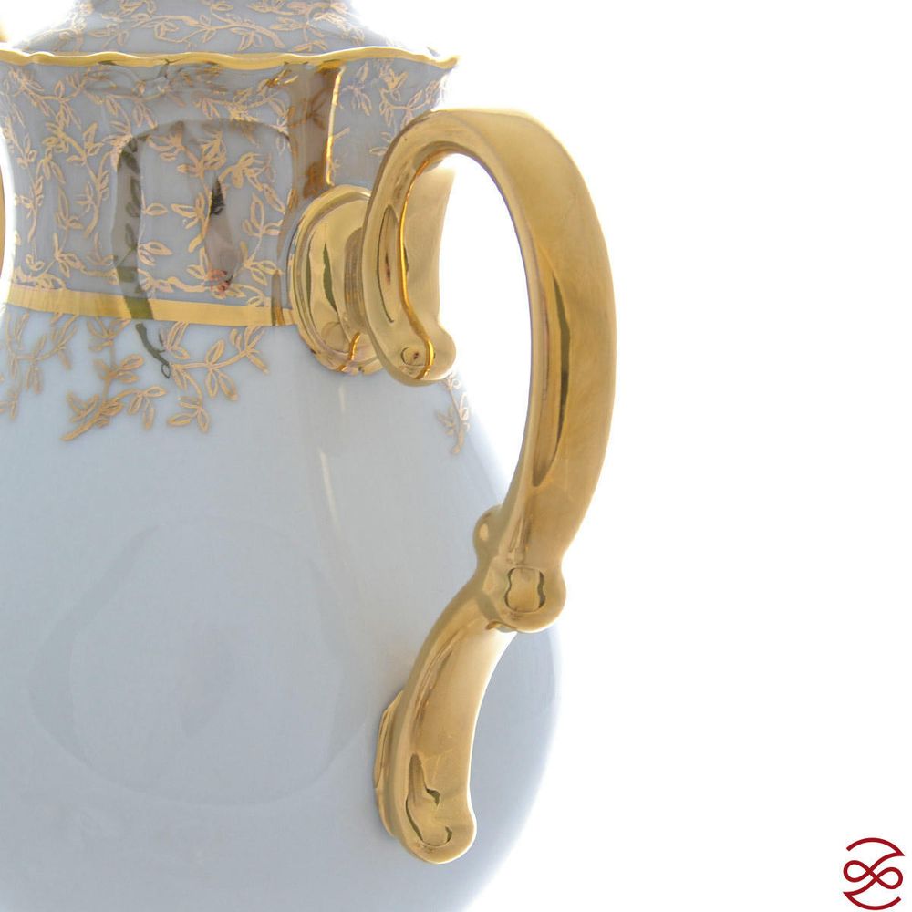 Кофейный сервиз мокко Queen's Лист Бежевый 6 персон 15 предметов