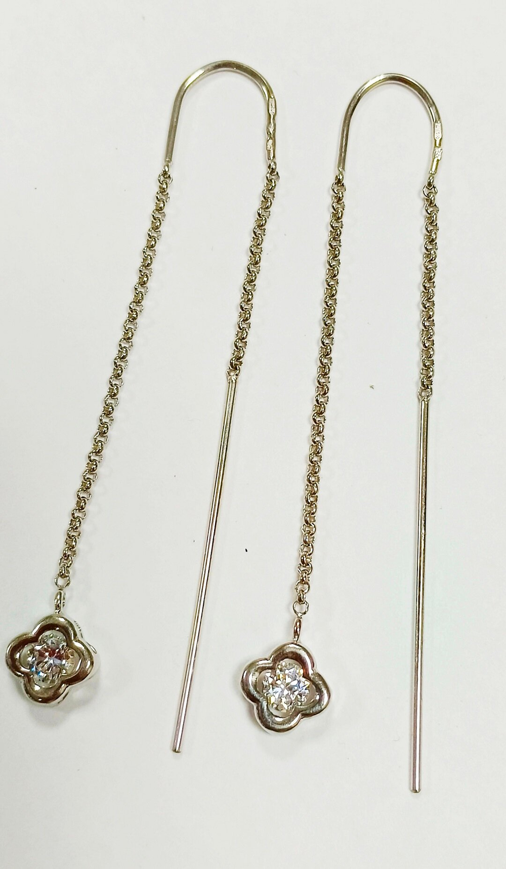 Ювелирные серьги протяжки Эстерелла серебро 925 пробы