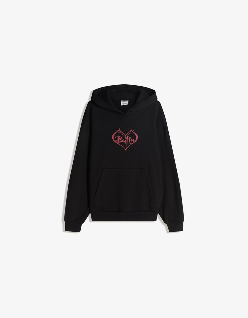 BERSHKA Толстовка с принтом Buffy the Vampire Slayer, черный