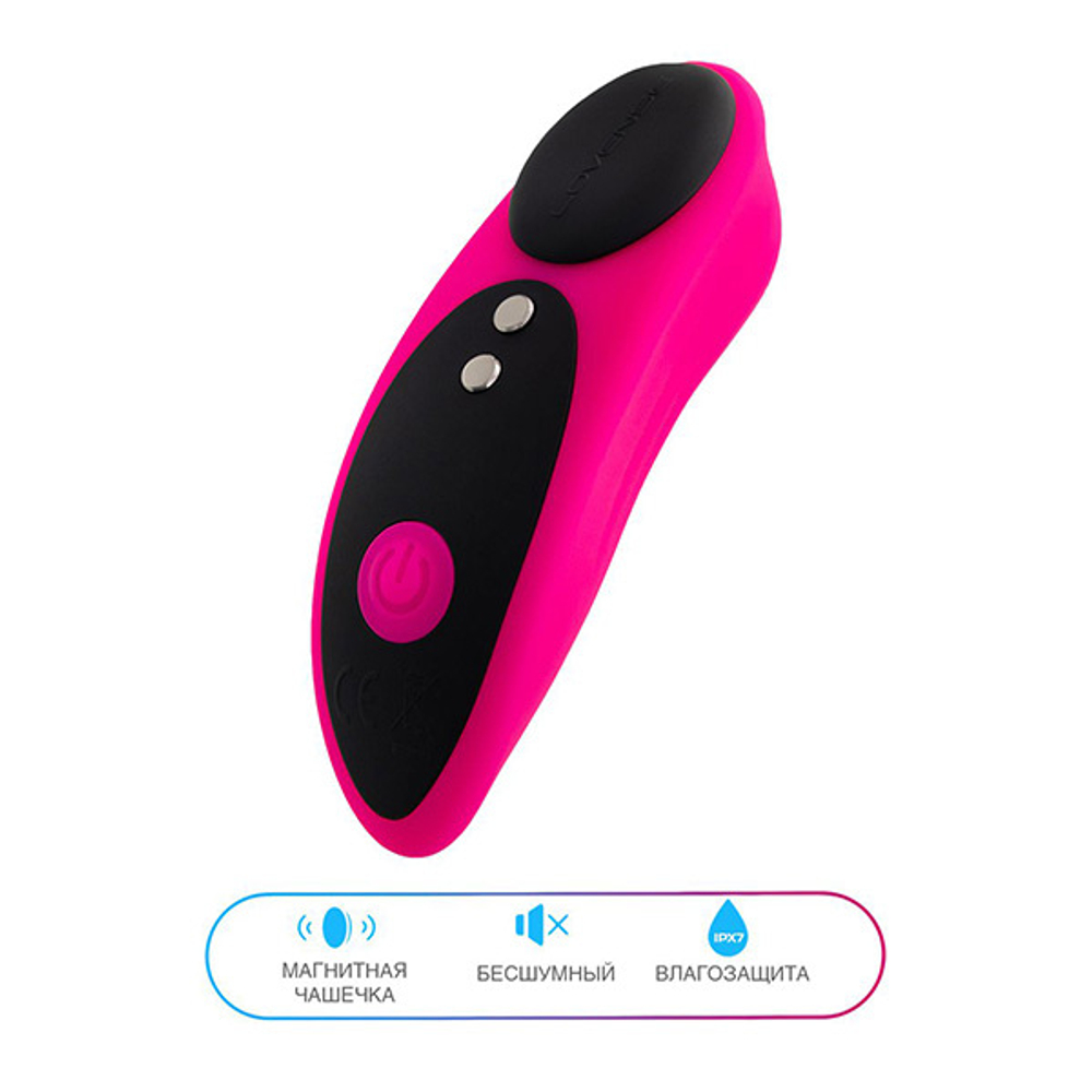 Розовый силиконовоый клиторальный стимулятор в трусики с управлением через приложение Lovense Ferri Smart Clitoral Vibrator Black-Pink LE-09