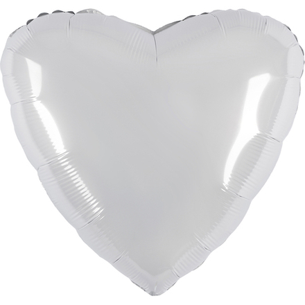 Шар (36''/91 см) Сердце, Белый блеск, 1 шт. в уп.