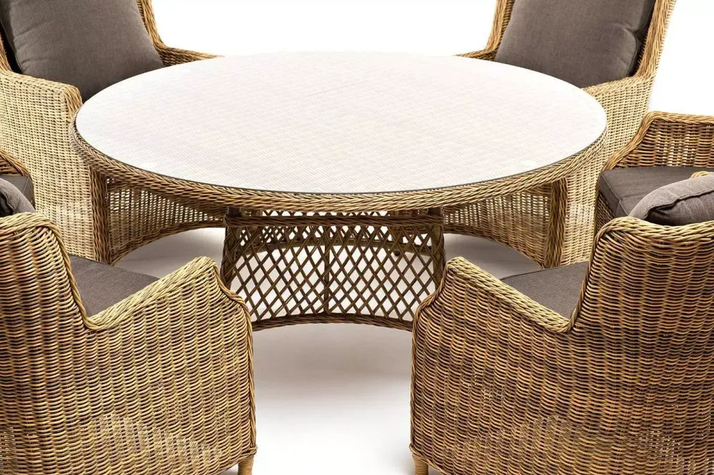 "Эспрессо–150 N" обеденная группа плетеная, цвет соломенный