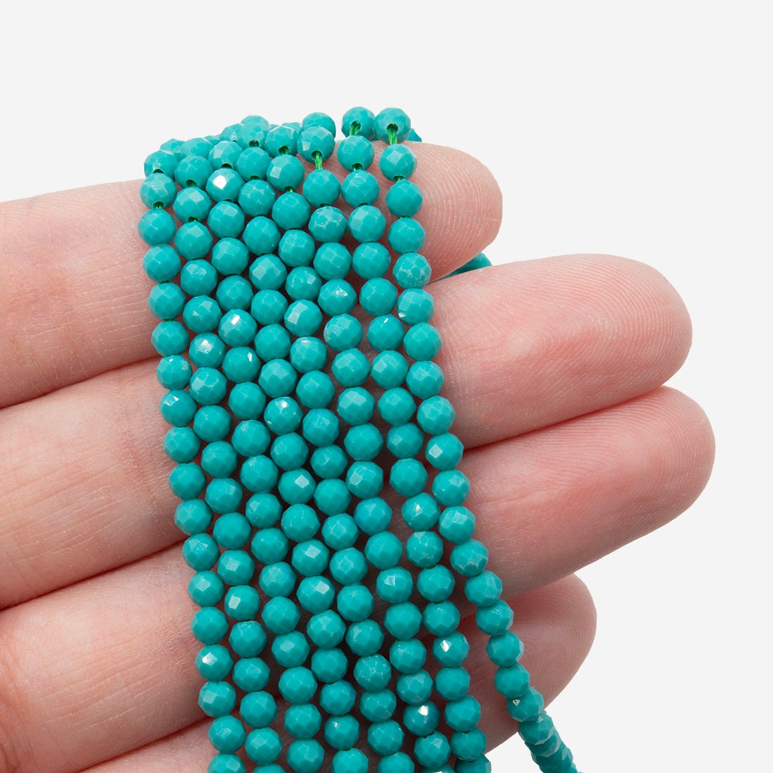 Бирюза циановая (имитация), 3мм, шар, микроогранка