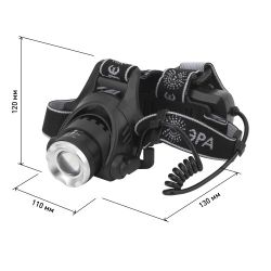 Фонарь налобный светодиодный ЭРА GA-805 аккумуляторный яркий мощный 3 режима черный