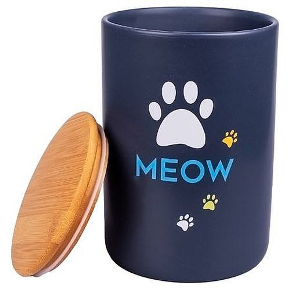 КерамикАрт бокс керамический для хранения корма для кошек MEOW 1,9л, черный