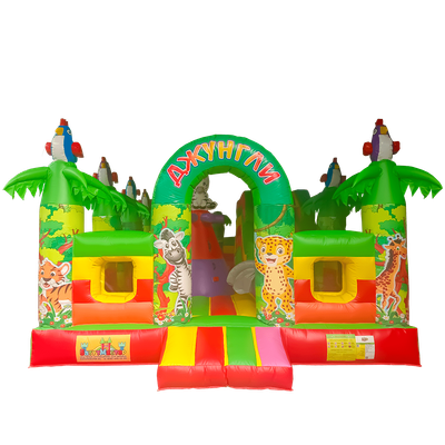 Коммерческий надувной батут "Джунгли" с горкой, 10*5*3 м
