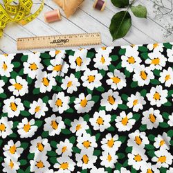 Ткань оксфорд 210 цветы ромашки