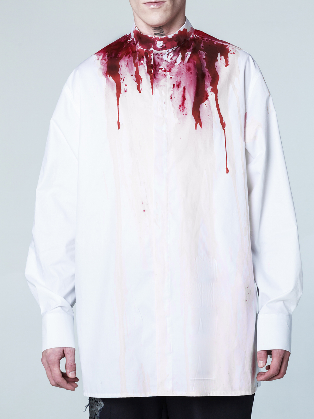 Рубашка "Калина" с окрашиванием. Бело-красная