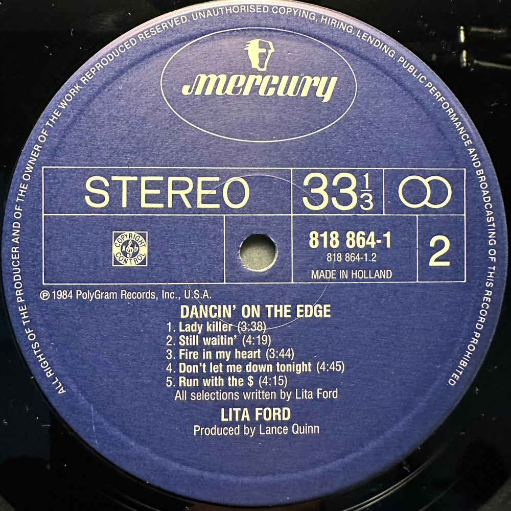 Lita Ford ‎– Dancin' On The Edge (Голландия 1984г.)