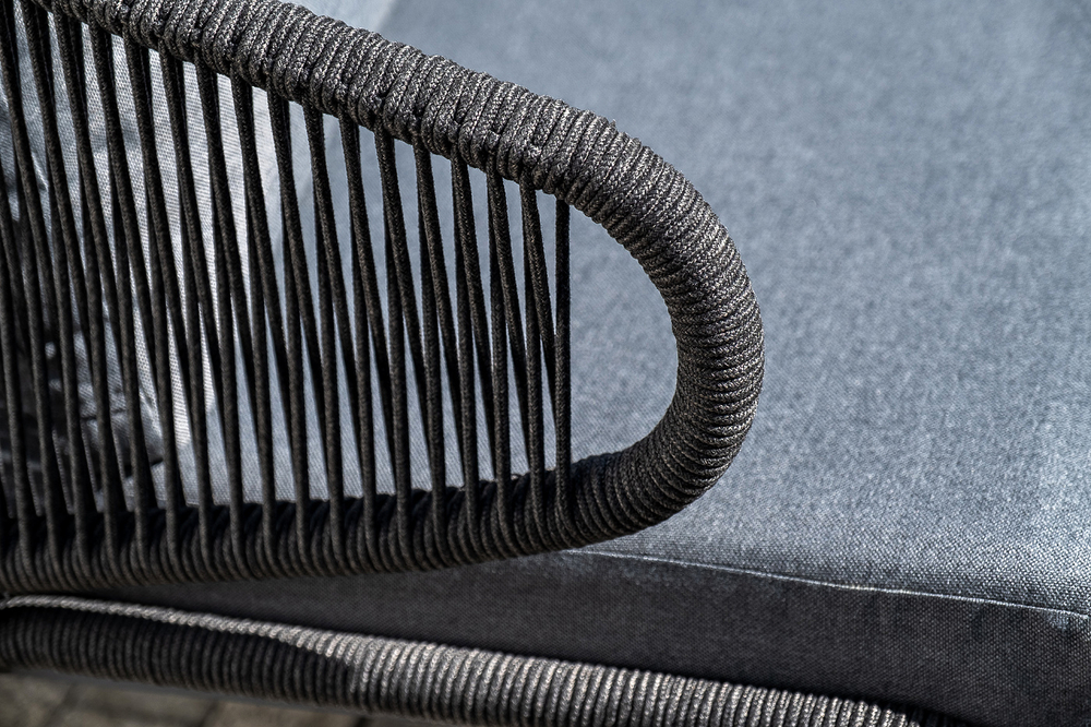 "Милан" лаунж-зона 4-местная плетеная из роупа (веревки), каркас алюминиевый темно-серый, роуп темно-серый