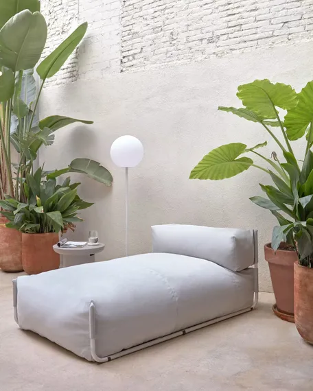 Пуф-шезлонг уличный Square для модульного дивана 165x110 светло-серый