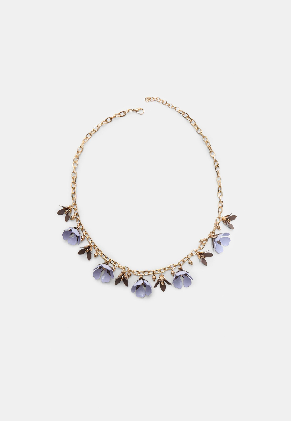 STRADIVARIUS Ожерелье с цветочными подвесками, экрю