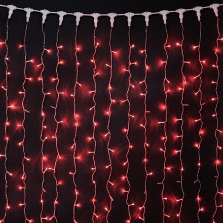 Светодиодный мерцающий занавес 2*3 м, 220V., 600 красных LED ламп, прозрачный ПВХ, Beauty Led (PCL602BL-10-2R)