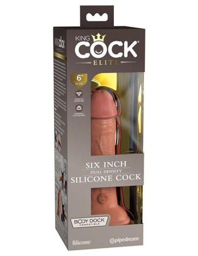 Кофейный фаллоимитатор 6 Silicone Dual Density Cock - 17 см. (Цвет: кофейный)