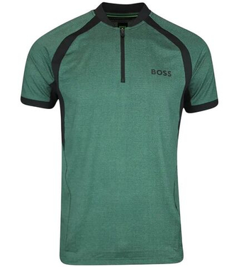 Мужская теннисная футболка BOSS MatchМяч TOC Zip-Neck Slim-Fit - open green