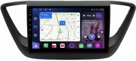 Магнитола для Hyundai Solaris 2 2017-2022 (рамка черная матовая) - FarCar 766M монитор 9" QLED на Android 13, 8-ядер, CarPlay, 4G SIM-слот