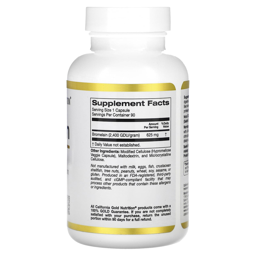 California Gold Nutrition, бромелаин, 625 мг, 90 растительных капсул