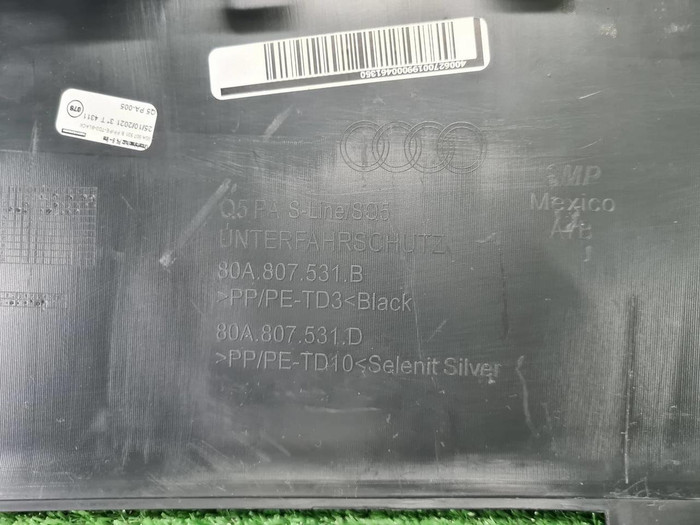 Юбка переднего бампера Audi Q5 2 80A 20-нв S-line