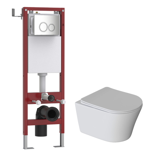 Комплект WAVE "Система инсталляции МЕХАНИКА 380+унитаз "ТРЕНД/TREND"+круглая кнопка ВВ3/W3 хром глян