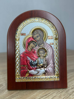 Св. Семейство, икона арочная, красное дерево, эмаль 105х140