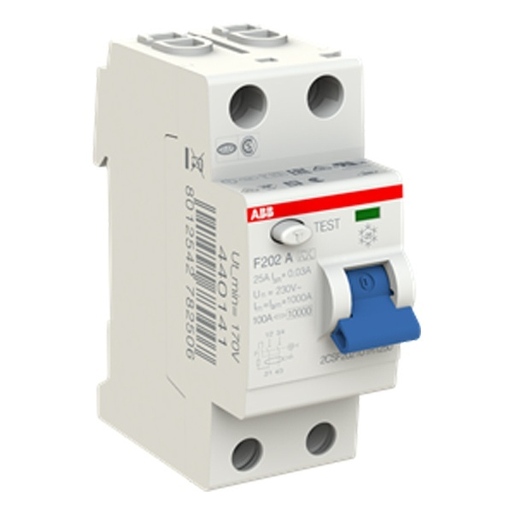 УЗО ABB F202 A-25/0,03 2-х полюсное тип A 25A 30mA 2 модуля (ВДТ) 2CSF202101R1250