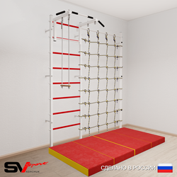 Шведская стенка Sv Sport усиленная 61240 (Турник стандарт/Трапеция/Мат 2м/Канатный лаз)