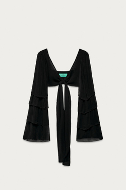 ZARA X MARISA BERENSON ТОП С ВОЛАНАМИ, ЧЕРНЫЙ