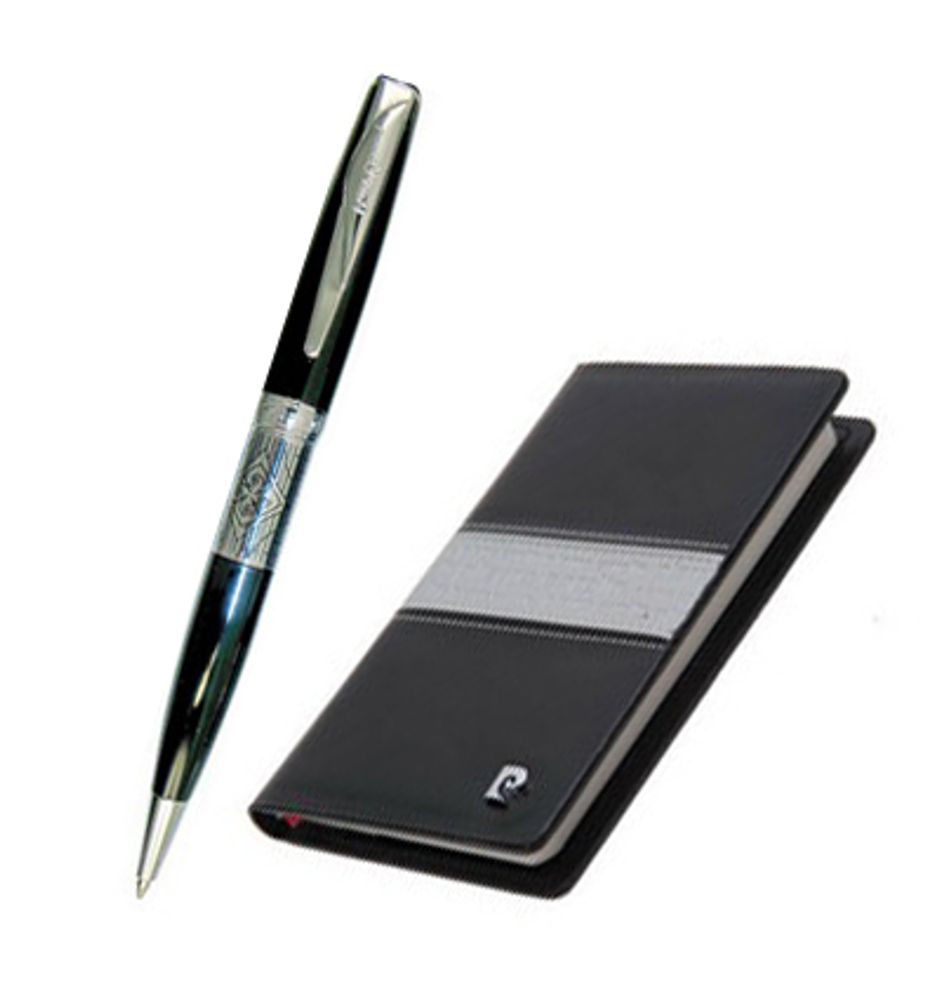 Подарочный набор Pierre Cardin записная книжка и шариковая ручка PC700 цвет черный