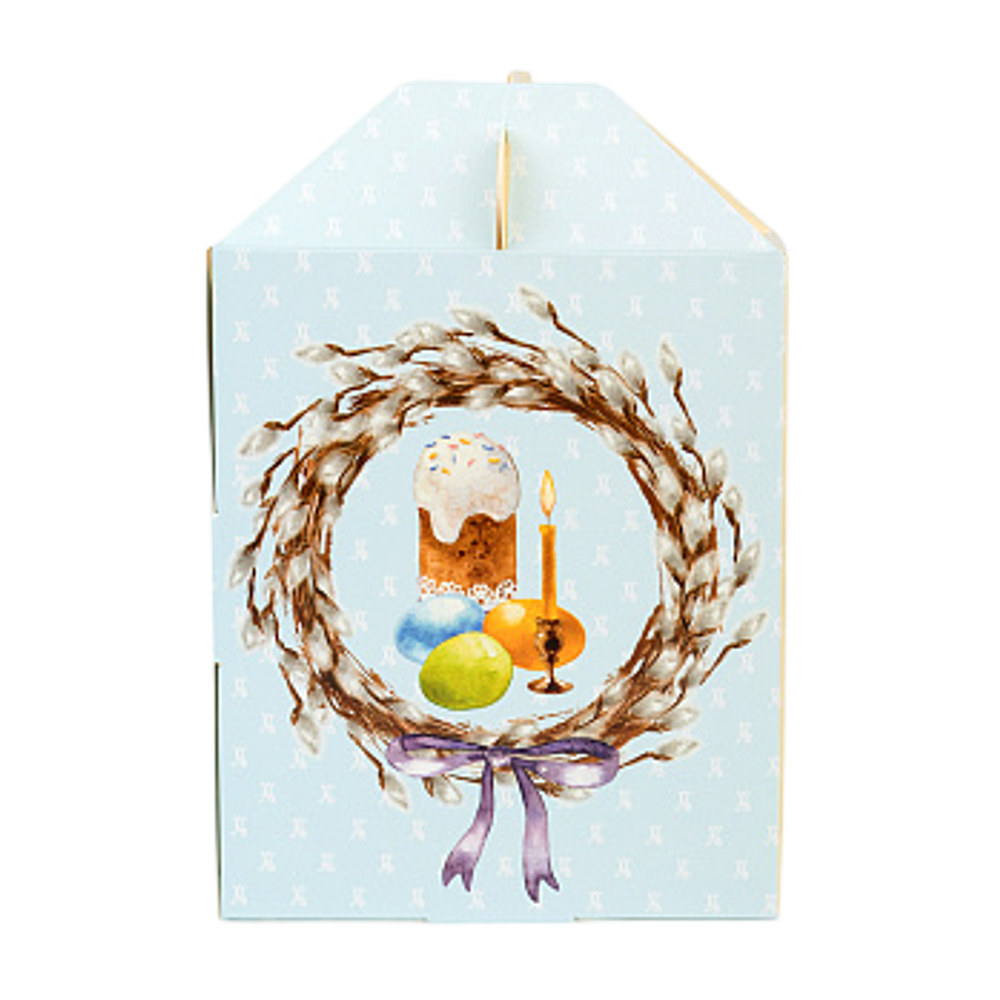 Коробка для кулича с окном "Верба венок", 15х15х18 см