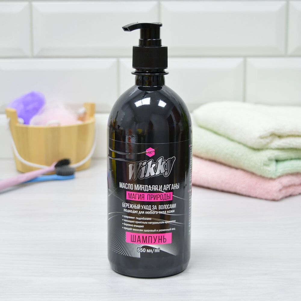 Шампунь для волос "Масло миндаля и арганы" 650мл, Wikky
