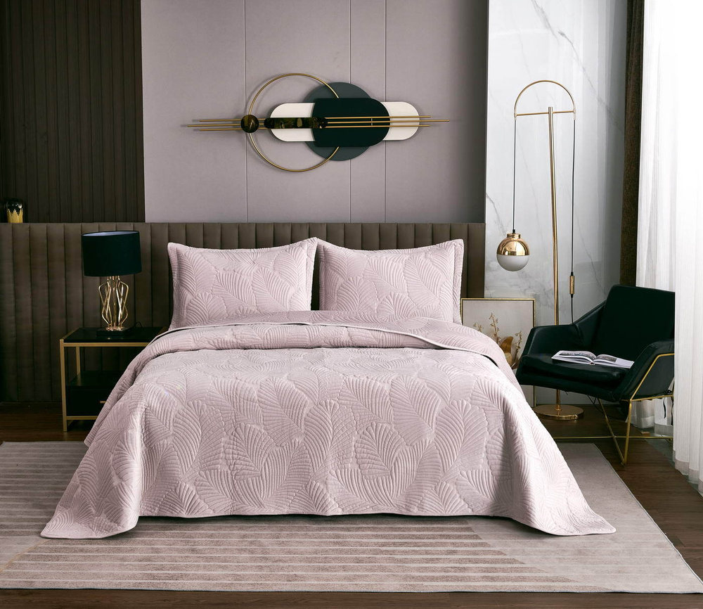 Покрывало 240х260 и 2 наволочки 50х70 Sofi De MarkO Ноэль пудра