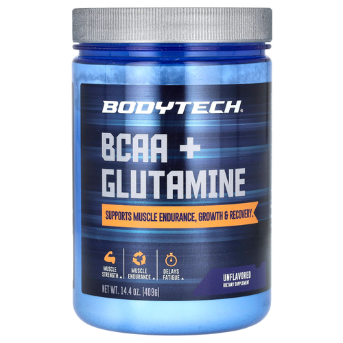BodyTech, BCAA и глутамин в порошке, без вкусовых добавок, 409 г (14,4 унции)
