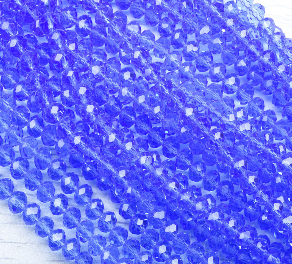 БП017НН46 Хрустальные бусины "рондель", цвет: светло-голубой прозрачный, 4х6 мм, кол-во: 58-60 шт.