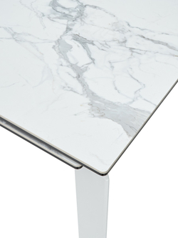 Стол CORNER 120 MATTE STATUARIO Белый мрамор матовый керамика, стекло/ белый каркас, ®DISAUR