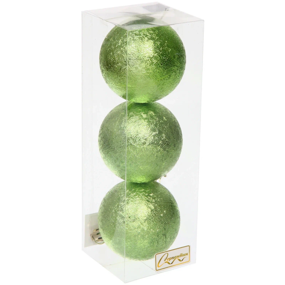 Новогодние шары 7см (набор 3шт) «Мягкий блеск», салатовый